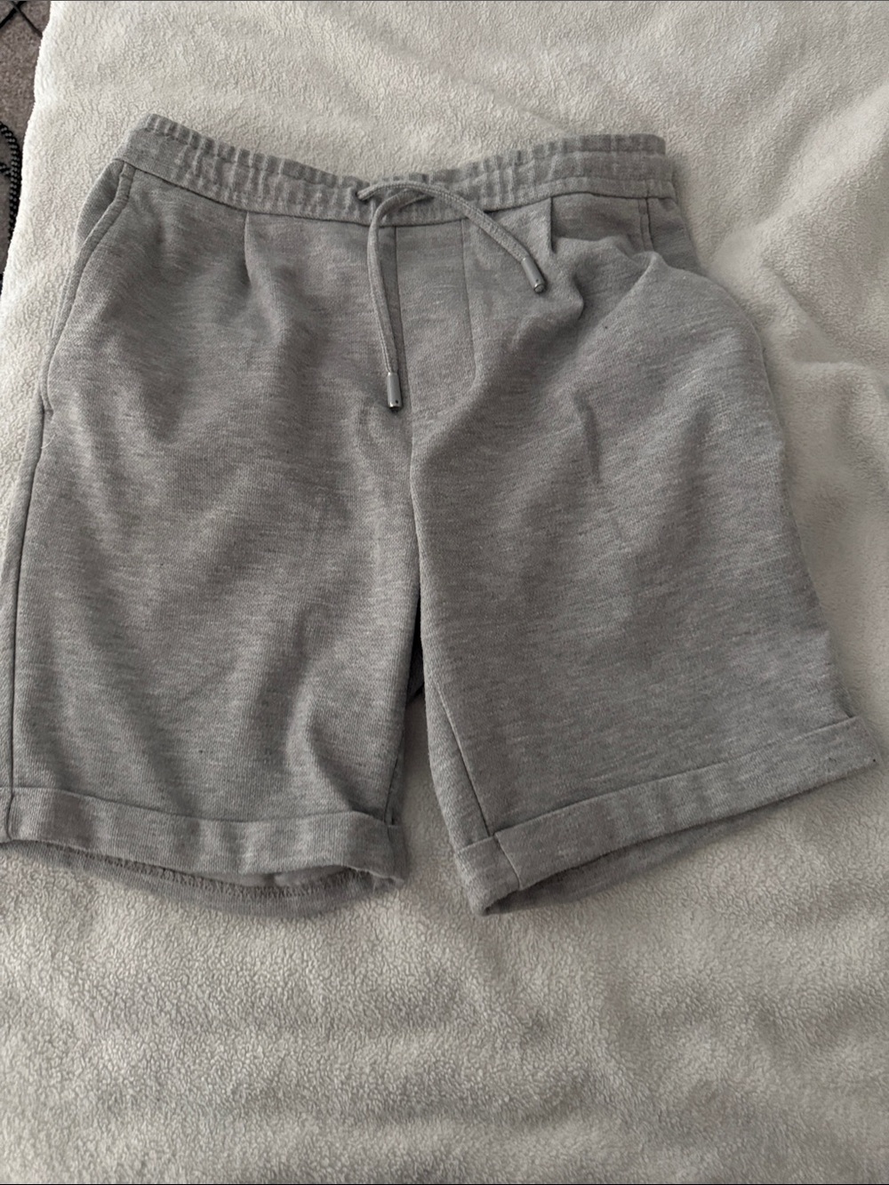 Zara Men's Light Grey Knit Drawstring Athletic Shorts